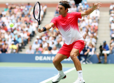 Roger Federer in action against Mikhail Youzhny in New York