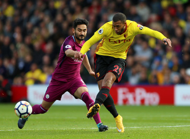 Gundogan with Watford's Etienne Capoue last weekend.