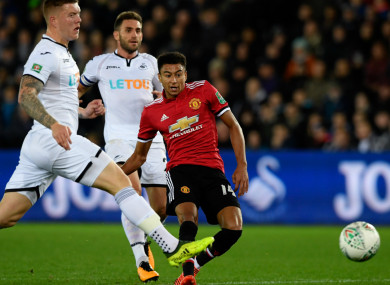 Jesse Lingard scores for Manchester United.