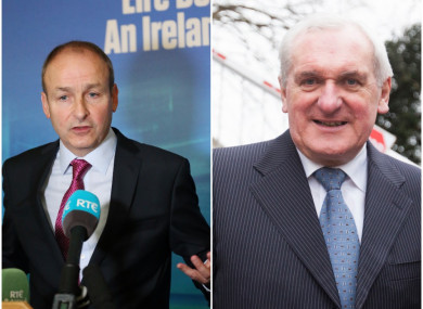 Fianna Fáil leader Micheál Martin and former Taoiseach Bertie Ahern.