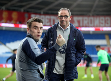 Coleman alongside O'Neill in Cardiff earlier this month.