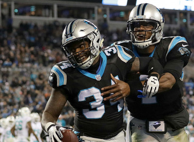 Cameron Artis-Payne (34) and Cam Newton