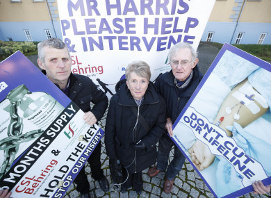 James Coffey, Josephine McGuirk, and Johnny Hannon at a vigil at HSE HQ on Respreeza.