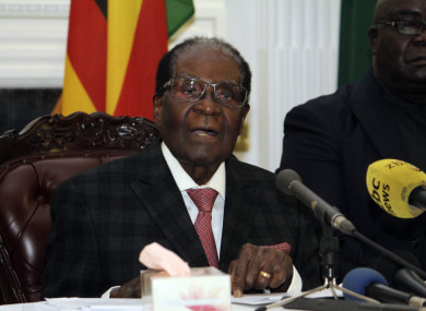President Robert Mugabe delivers his speech during a live broadcast last week.