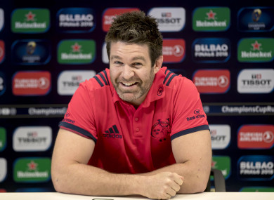 Holland shares a joke with the media in Limerick earlier this week.