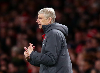 Arsenal manager Arsene Wenger gestures on the touchline.