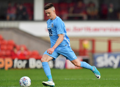 Darragh Leahy in possession for Coventry City during a pre-season friendly back in July.