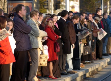 Early morning passengers waiting to board the Luas. (File)