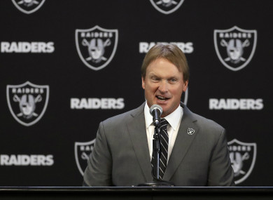 Jon Gruden will bring his new team to London in 2018.