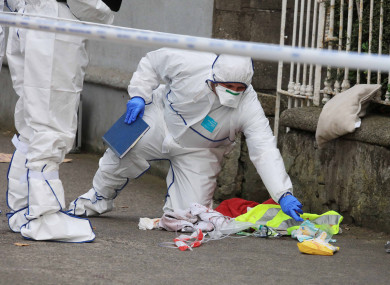 Gardaí at the scene of Leo Carolan's murder.