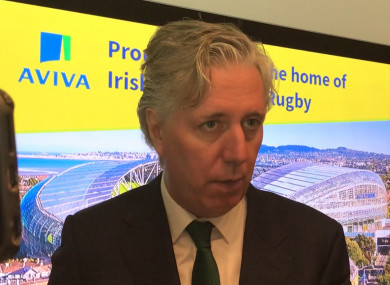 The FAI boss speaking at the Aviva Stadium today.