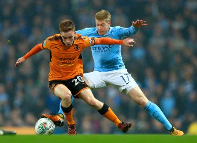 Ronan in action for Wolves against Man City earlier this season.