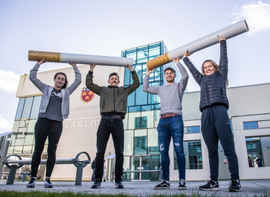 Athlete Molly Scott, hurler Colin Dunford, athlete John Fitzsimons and soccer international Roma McLaughlin launch the ITC campaign.