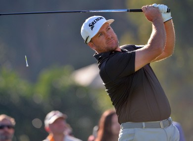 Graeme McDowell plays his shot from the 17th tee during the third round of the Genesis Open.