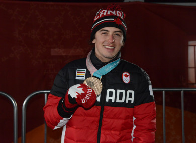 Mark McMorris of Canada poses with his bronze medal from the Men's Slopestyle event.