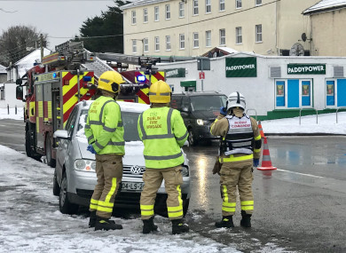 Fire service personnel at the scene of a car accident in Glasnevin, Dublin, last month