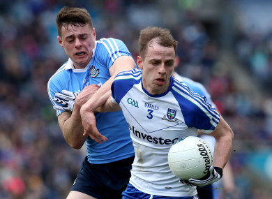 Dublin's Brian Howard and Conor Boyle of Monaghan.