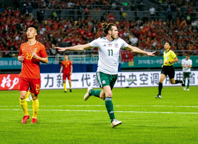 Gareth Bale celebrating one of his three goals.