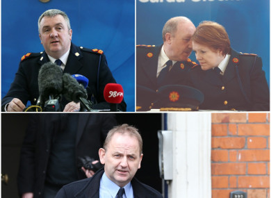Clockwise from top left: Supt David Taylor, Martin Callinan, Nóirín O'Sullivan, and Maurice McCabe.