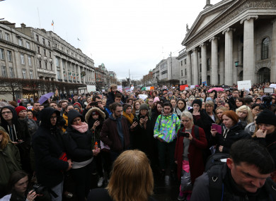Protesters at the first march on Thursday.