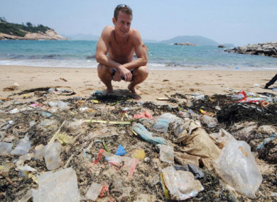Rubbish on the beach on the south side of Hong Kong.