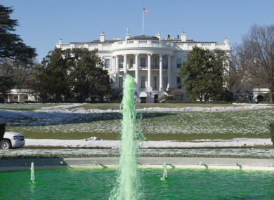 The fountain is dyed green on the South Lawn of the White House in Washington, DC last St Patrick's Day