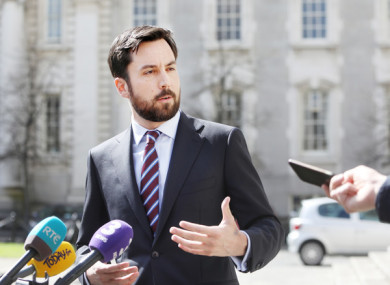 Housing Minister Eoghan Murphy speaking outside of Government Buildings today.
