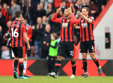 AFC Bournemouth's Lys Mousset (centre right) celebrates scoring his side's first goal.