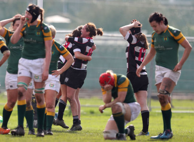 Old Belvedere celebrate at the final whistle.
