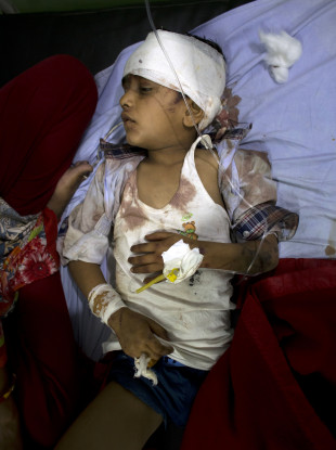 Nishant, one of the children who survived when his school bus fell into a deep gorge
