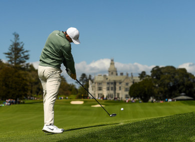 Rory McIlroy in action at the Limerick course today.