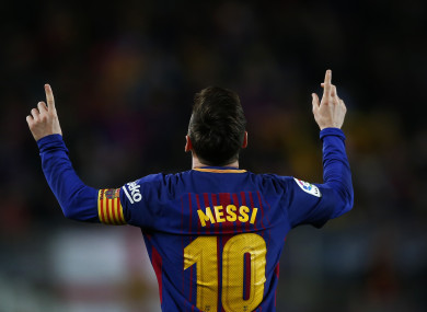 Lionel Messi celebrates a goal.