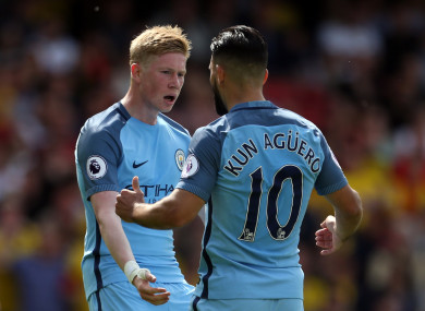 Champions: De Bruyne and Aguero have both been included.