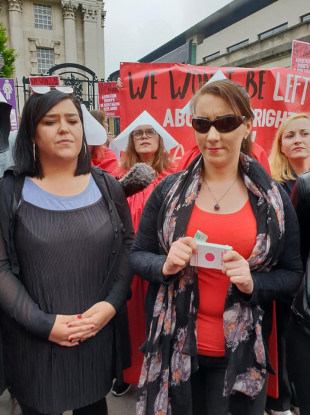 Campaigners at the demonstration yesterday.