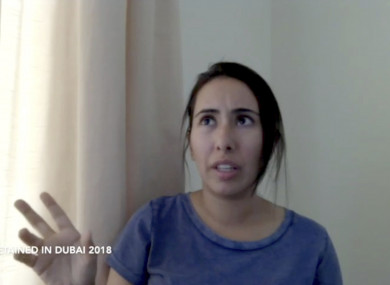 This undated image from video provided by Detained in Dubai shows Sheikha Latifa bint Mohammed Al Maktoum.