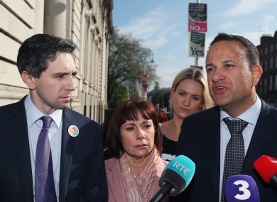 Taoiseach Leo Varadkar along with ministers Josepha Madigan (centre) and Simon Harris