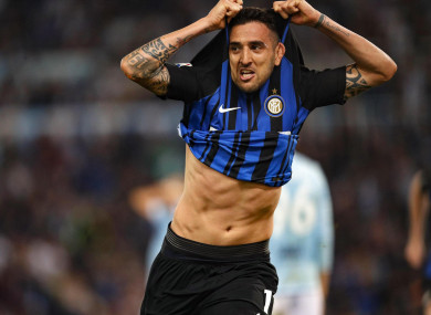 Matias Vecino celebrates his winner.
