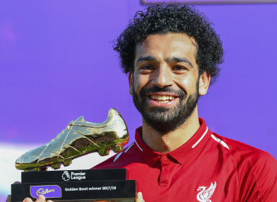 Mohamed Salah with the Premier League Golden Boot