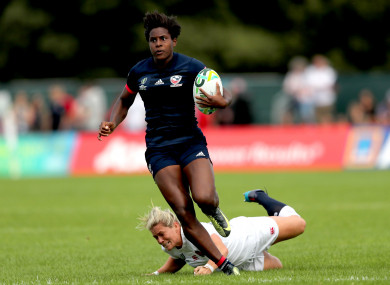 Naya Tapper makes a break against England during last year's World Cup.