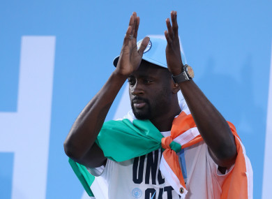 Yaya Toure on Manchester City's title parade