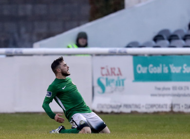 Corey Galvin celebrates after scoring a goal.