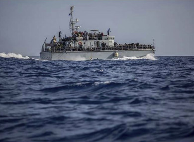 File photo of a ship containing migrants intercepted offshore near Libya.
