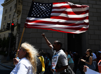 Immigrant families and supporters protesting the policy in Washington.