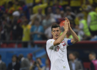 Robert Lewandowski pictured at the World Cup today.