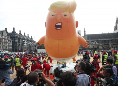 A 'Trump baby' balloon that's being flown at Westminster today.