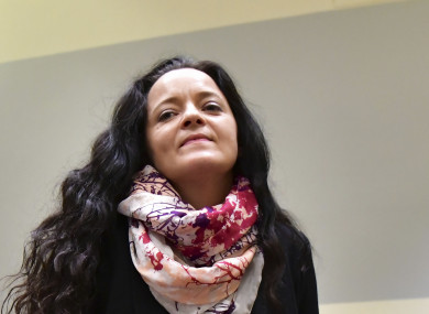 Suspect Beate Zschaepe arrives for the verdict in the court in Munich.