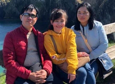 Jastine Valdez pictured with her parents Danilo and Teresita.