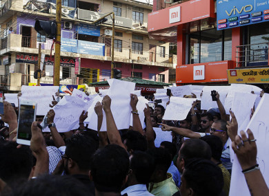 Photo from 10 June: Protests in Assam after the deaths of two young men who were lynched after rumours spread by WhatsApp.