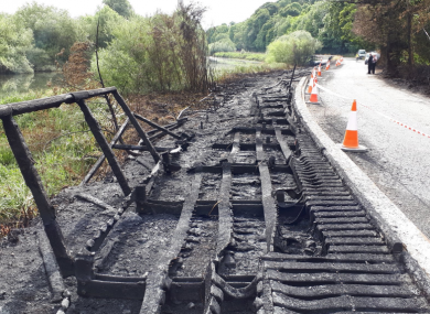 The destroyed boardwalk at Oldbridge, Co Meath