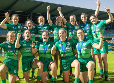 Ireland celebrate their bronze medal win in Paris.